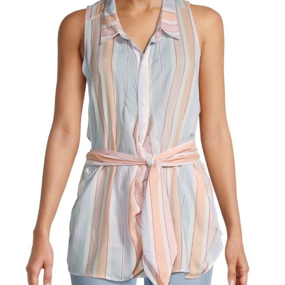 FREE PEOPLE MacKenzie Pastel Striped Wrap Blouse NWT - Picture 13 of 13